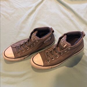 Converse Gray and White Mid-Top Sneakers